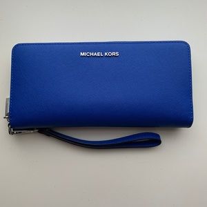 MK Electric Blue Travel Continental Wallet
